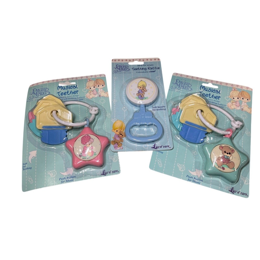 1990s Vintage Precious Moments Baby toys Rattle Teether Sealed Old Stock Lot
